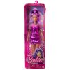 Barbie Fashionistas barátok - Lila hajú baba csillogó miniruhában
