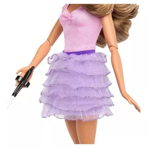 Barbie Fashionistas barátnők látássérült divatbaba lila ruhában