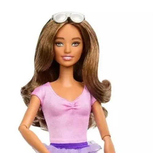 Barbie Fashionistas barátnők látássérült divatbaba lila ruhában
