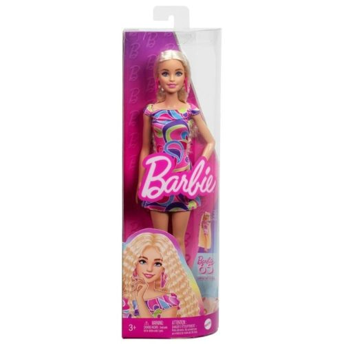 Barbie Fashionista barátnők stílusos divatbaba - 65. Évfordulós baba színkavalkád ruhában