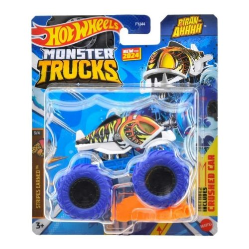 Hot Wheels Monster Trucks játékautó kilapítható gumiautóval - Piran-AHHHH 2024 - Stripes Earned 3/4