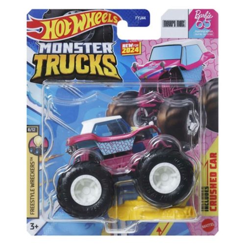 Hot Wheels Monster Trucks játékautó kilapítható gumiautóval Freestyle Wreckers 8/12 - Barbie 65