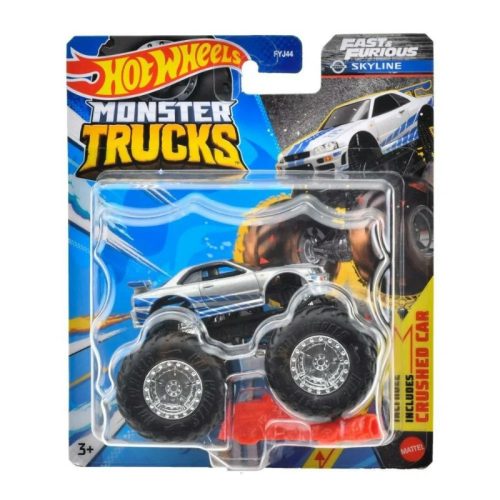 Hot Wheels Monster Trucks játékautó kilapítható gumiautóval - Nissan Skyline - Fast Furious