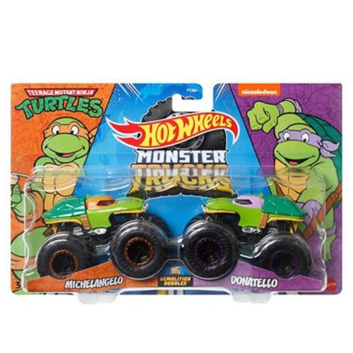 Hot Wheels Monster Trucks Demolition Doubles - Michelangelo és Donatello játékautók