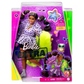 Barbie Extravagáns baba kutyával – Csillagos felsőben fodros ujjakkal