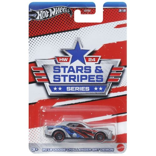 Hot Wheels Ünnepi kisautó 3/5 - Stars and Stripes Series 2018 Dodge Challenger Srt Demon