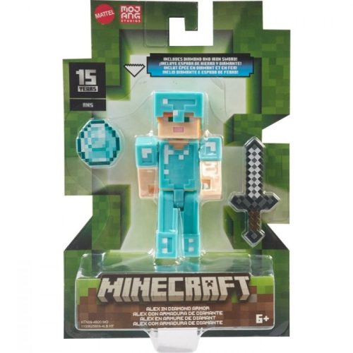 Minecraft gyűjthető karakterek - Alex gyémántpáncélban játékfigura