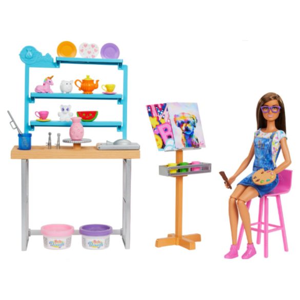 Barbie Feltöltődés - Műterem játékszett gyurmával és babával