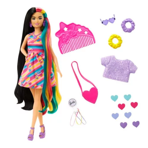 Barbie Totally Hair játékbaba szívecskés hajdísszel