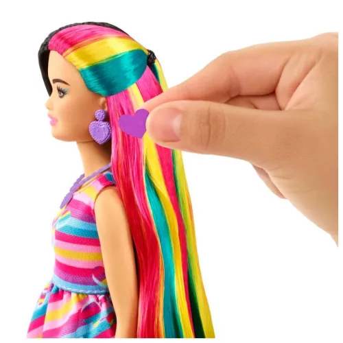 Barbie Totally Hair játékbaba szívecskés hajdísszel