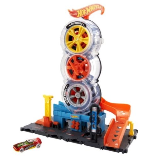 Hot Wheels City Triplakerek gumiszerviz játékszett