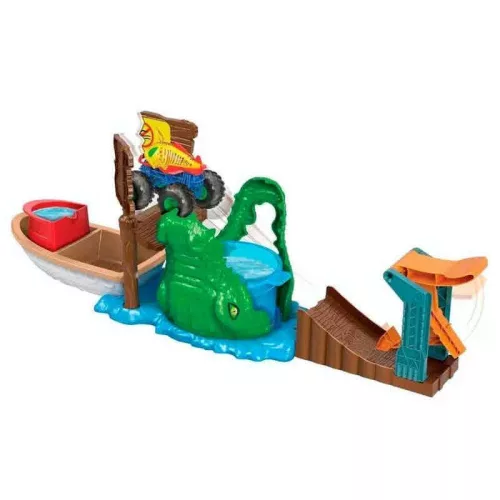 Hot Wheels Monster Trucks Color Shifters Éhes krokodil támadás játékszett