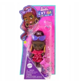 Barbie Extra Mini Minis figura – Vörös hajú baba pink csókos ruhában