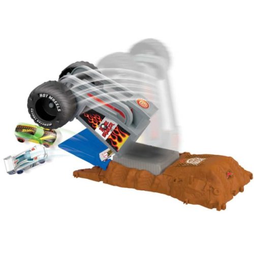 Hot Wheels Monster Trucks Arena Smashers – Tire Press Challenge pályakészlet és Bone Shaker kisautó