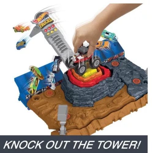 Hot Wheels Monster Trucks Arena Smashers – Ultimate Crush Yard pályakészlet kisautó Bone Shaker szörnyautóval