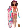 Barbie - Barna hajú Barbie baba szörfdeszkával és kiskutyával