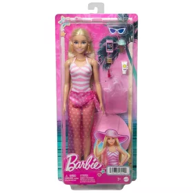 Barbie szőke játékbaba fürdőruhában strandkiegészítőkkel
