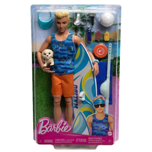 Barbie - Ken baba szörfdeszkával és kiskutyával