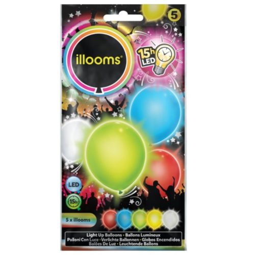 Illooms Led-s világító lufi vegyes színekben (5 db)