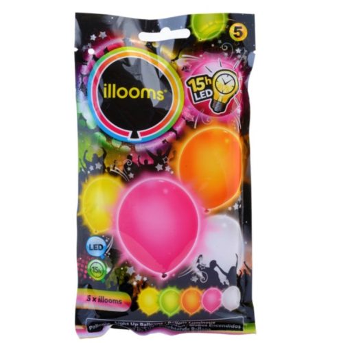 Illooms Led-s világító lufi nyári színekben (5 db)