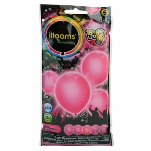 Illooms Led-s világító lufi rózsaszínben (5 db)