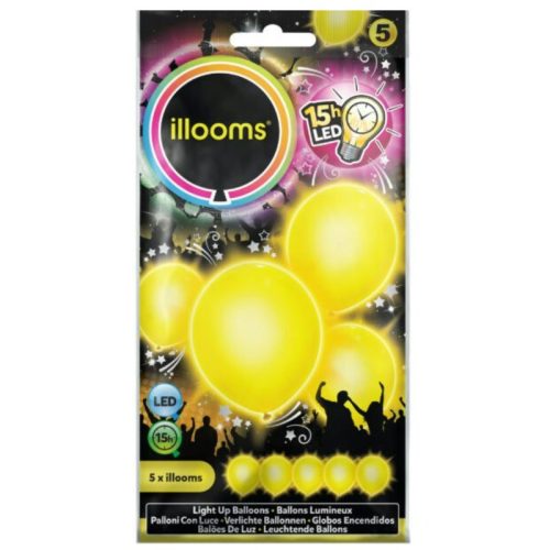 Illooms Led-s világító lufi sárga színben (5 db)