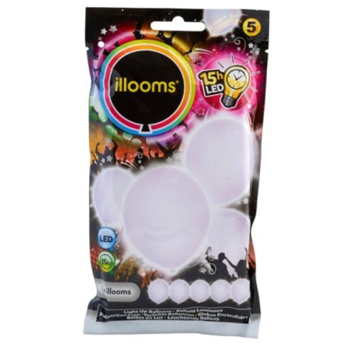Illooms Led-s világító lufi fehér színben (5 db)