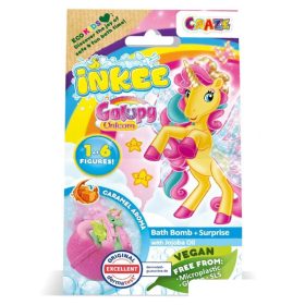 Craze Inkee vegán fürdőgolyó Galupy unikornis figurával, karamellás aromájú (1 db)