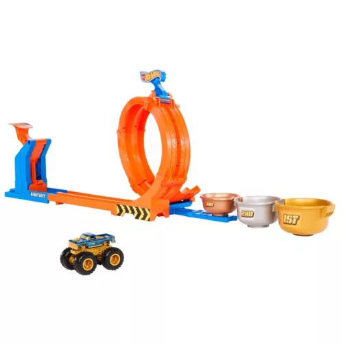 Hot Wheels Monster Trucks Bigfoot 2 az 1-ben hurok- és ugratópálya pályaszett 50. évfordulós járgánnyal