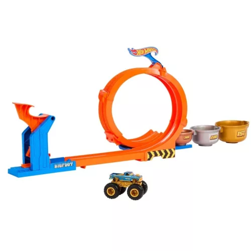 Hot Wheels Monster Trucks Bigfoot 2 az 1-ben hurok- és ugratópálya pályaszett 50. évfordulós járgánnyal