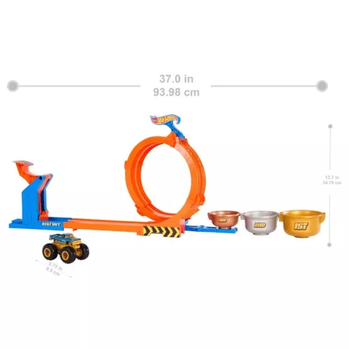 Hot Wheels Monster Trucks Bigfoot 2 az 1-ben hurok- és ugratópálya pályaszett 50. évfordulós járgánnyal