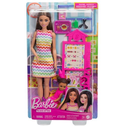 Barbie Karrier játékszett - Barna hajú tanító néni kisdiákkal