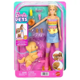 Barbie kutyasétáltató görkoris szett – Szőke hajú babával