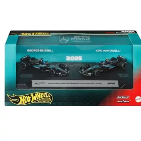 Hot Wheels Premium Mercedes-AMG PETRONAS Formula One Team 2-es csomag – Russell #63 és Antonelli #12 kisautók (2025)