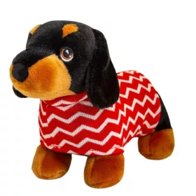 Keeleco tacskó karácsonyi csíkos pulóverben (25 cm)