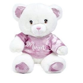 Keeleco Szeretlek anya – Fehér maci rózsaszín pólóban plüssfigura (15 cm)
