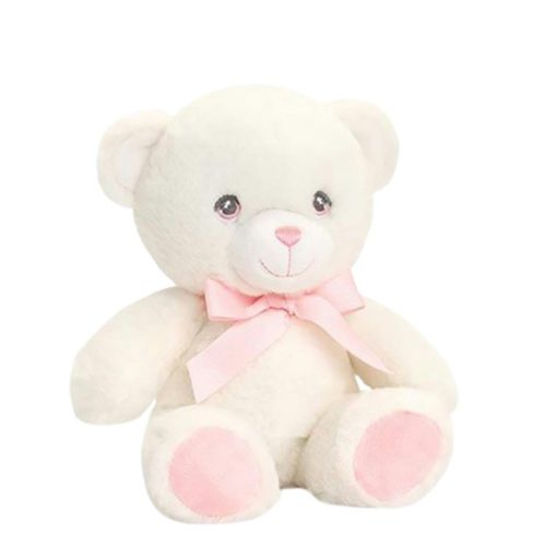 Keeleco Krém színű maci masnival plüss figura (20 cm)