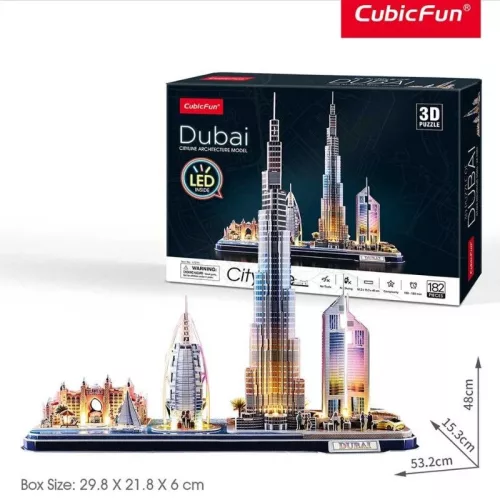 CubicFun L523 3D puzzle LED világítással – Dubai (182 db)