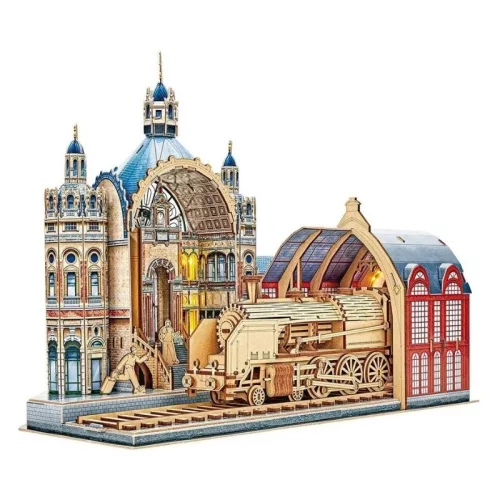 CubicFun 3D puzzle – Vasútállomás LED világítással, 255 db