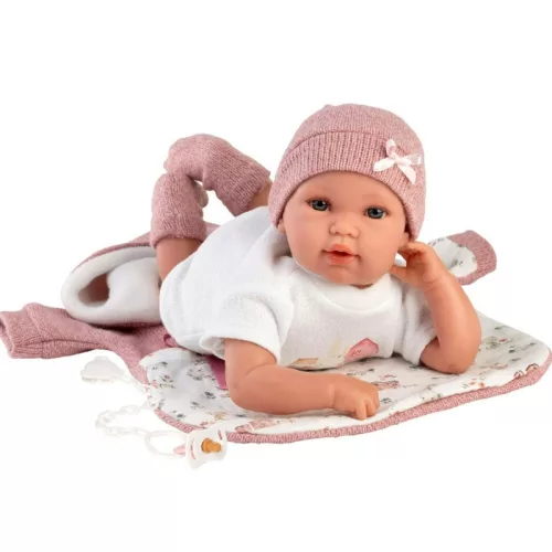 Llorens újszülött lány baba hálózsákban (36 cm)