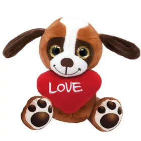 Ülő plüss kutya szívvel – Beagle (14 cm)