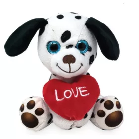 Ülő plüss dalmata kutya szívvel – 14 cm
