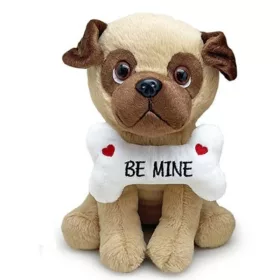 Mopsz kutya plüss figura Be Mine csonttal a nyakában (20 cm)