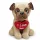 Mopsz kutya plüss figura I love You szívvel a nyakában (20 cm)
