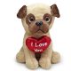 Mopsz kutya plüss figura I love You szívvel a nyakában (20 cm)