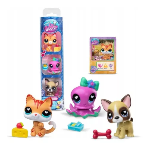 Littlest Pet Shop 3 darabos állatfigura hengerben – Feast Trios (254-255-256)