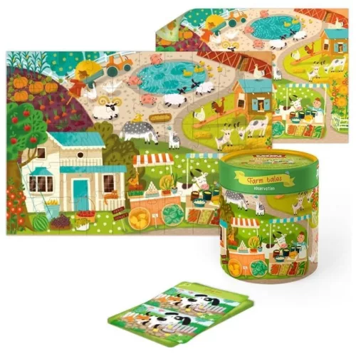 Dodo Toys kétoldalú puzzle – Élet a farmon (50 db)