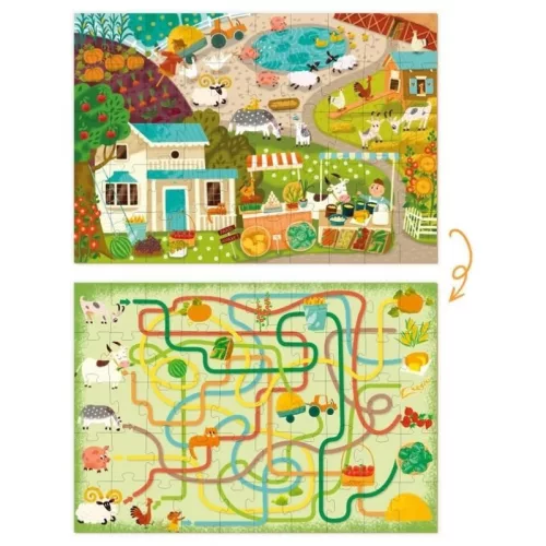 Dodo Toys kétoldalú puzzle – Élet a farmon (50 db)