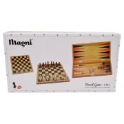 Magni 3 az 1-ben játékszett fából - Sakk, backgammon és dáma