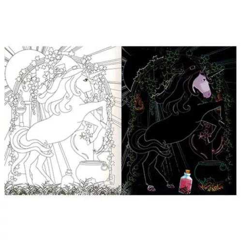 Rejtőzködő unikornisok - Kifestőfüzet kaparós és színezős oldalakkal